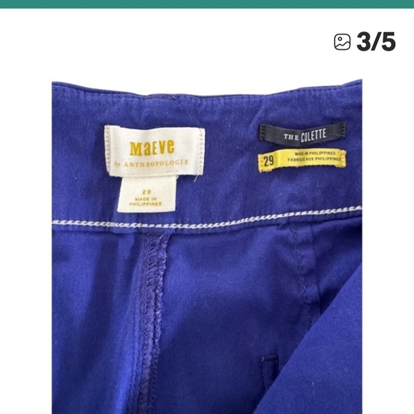 Maeve By Anthropologie Crop Collette In A Beautiful Purplish Blue Color Size 29 - Picture 2 of 5